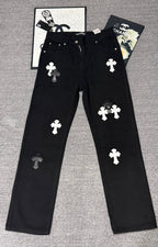 Pantalón Chrome Hearts & CH City edición limitada sánscrito cruz Appliqué patchwork jeans CALIDAD ORIGINAL