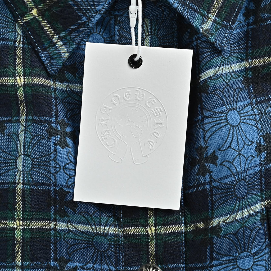 Bolso Chrome Hearts all-over a cuadros cruz estampado manga larga camisa CALIDAD ORIGINAL