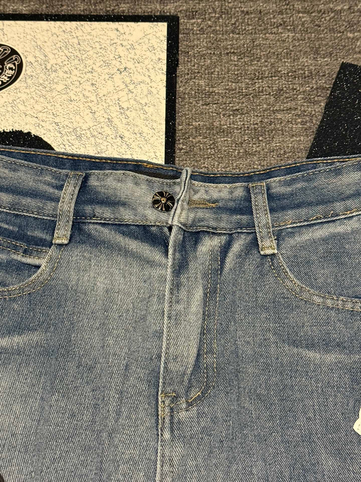 Pantalón Chrome Hearts & CH City edición limitada sánscrito cruz Appliqué patchwork jeans - Estilo D CALIDAD ORIGINAL