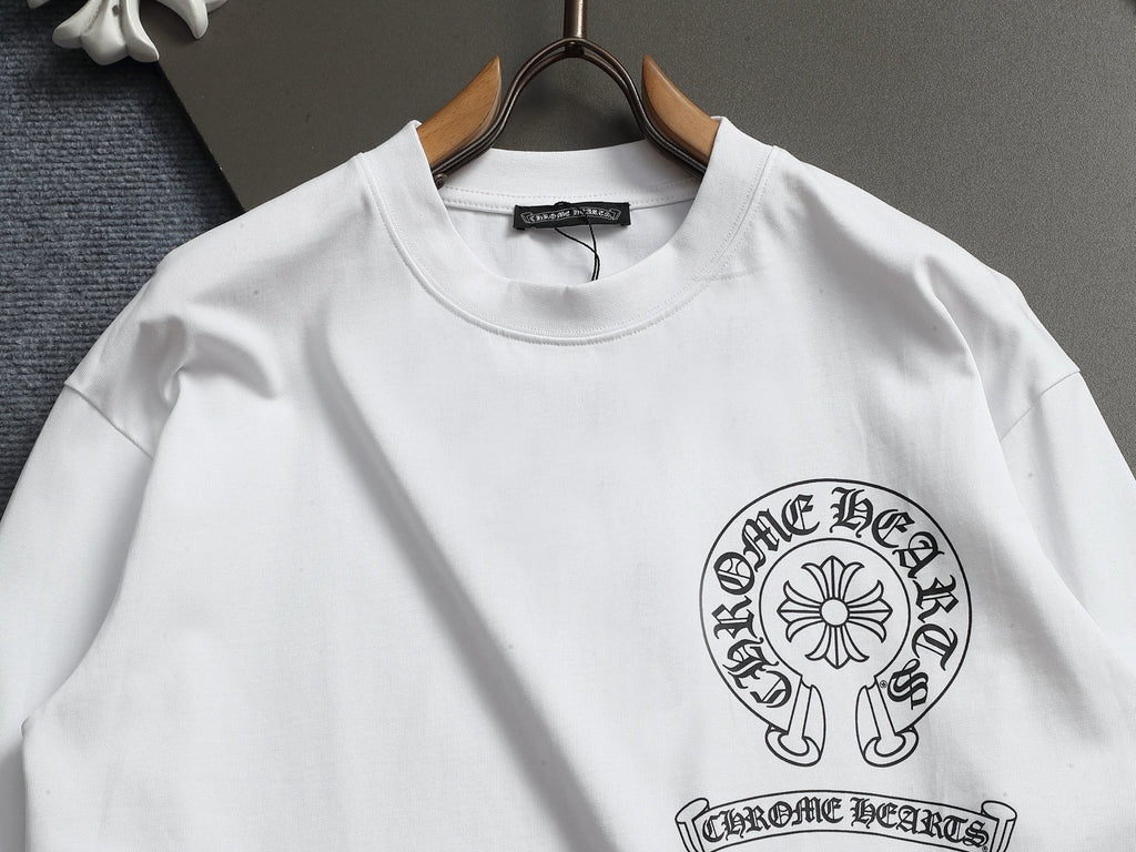 Prenda Chrome Hearts cruz y herradura estampado de logo cuello redondo manga larga CALIDAD ORIGINAL