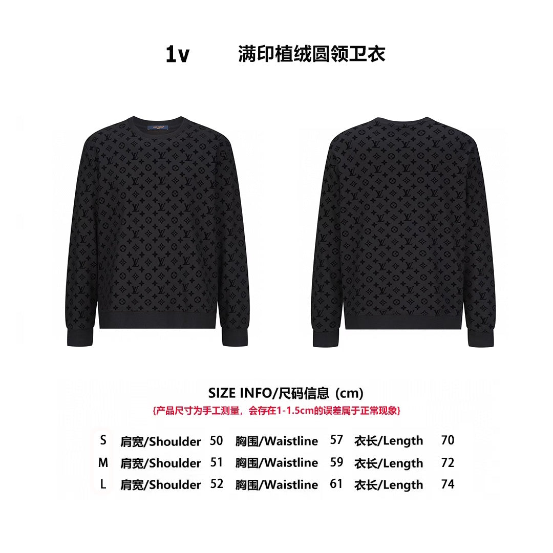 Sudadera Louis Vuitton 1v All-over flocked cuello redondo sudadera CALIDAD ORIGINAL