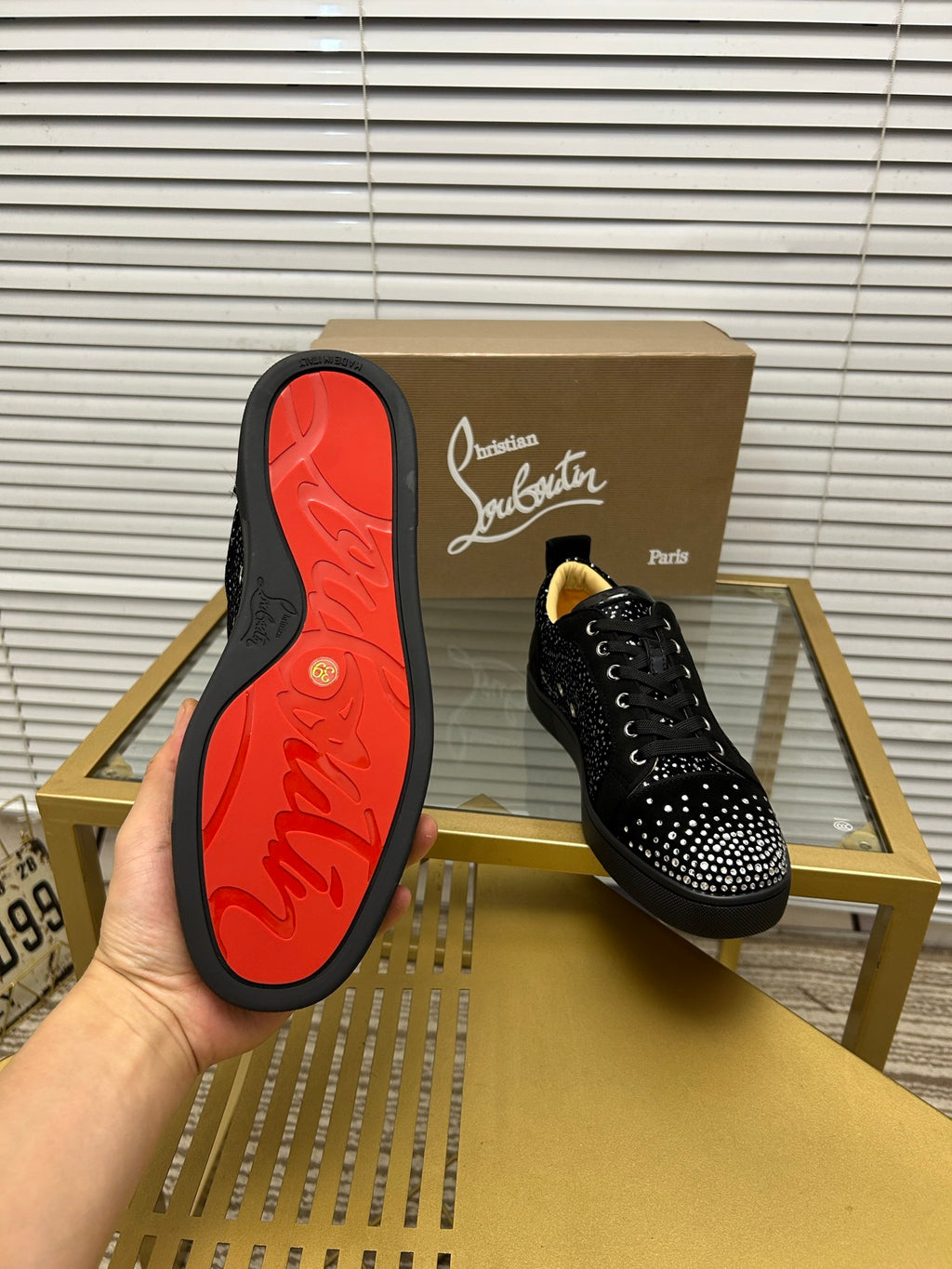 Christian Louboutin Louis Junior Strass – Negro