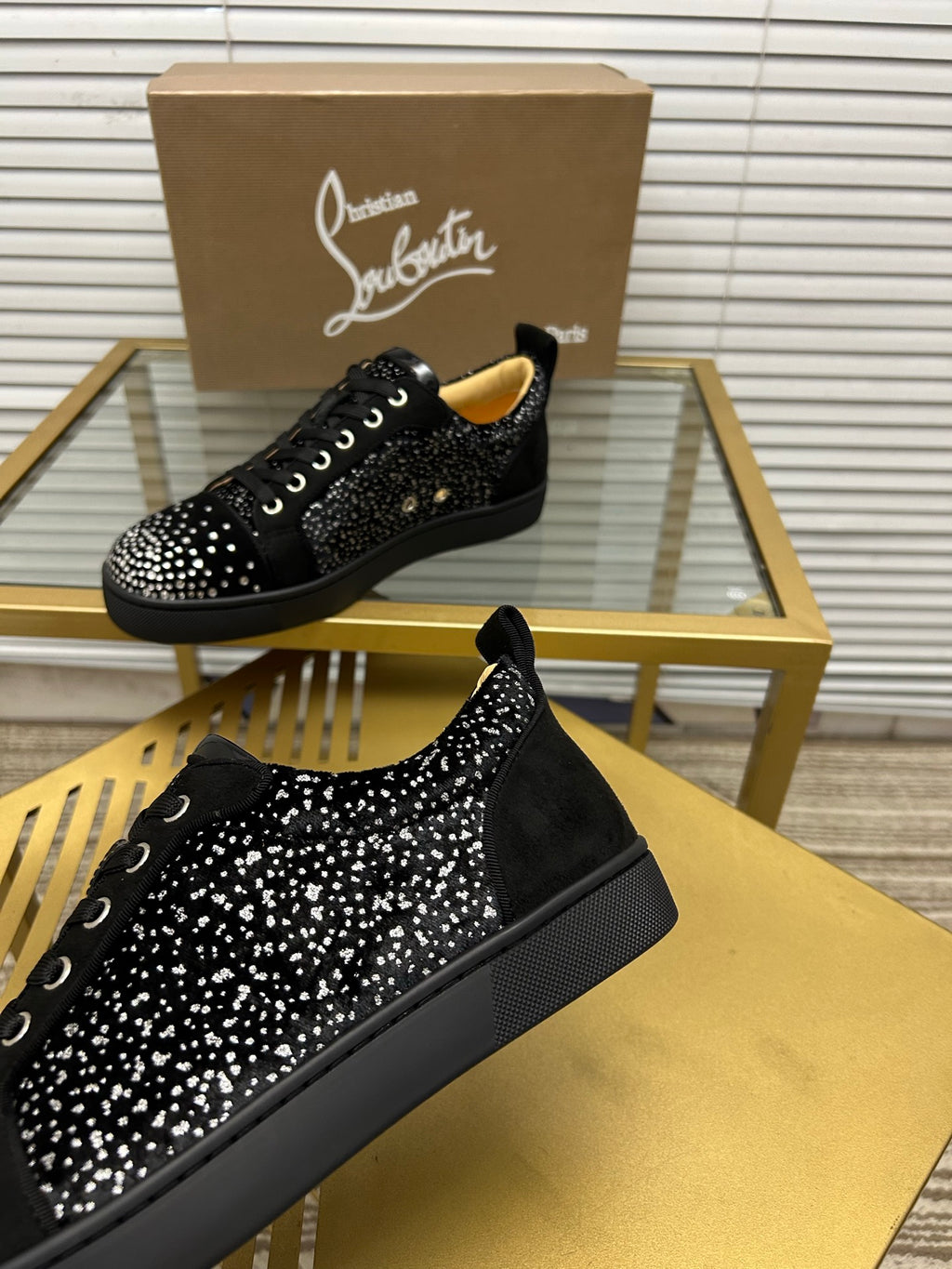 Christian Louboutin Louis Junior Strass – Negro