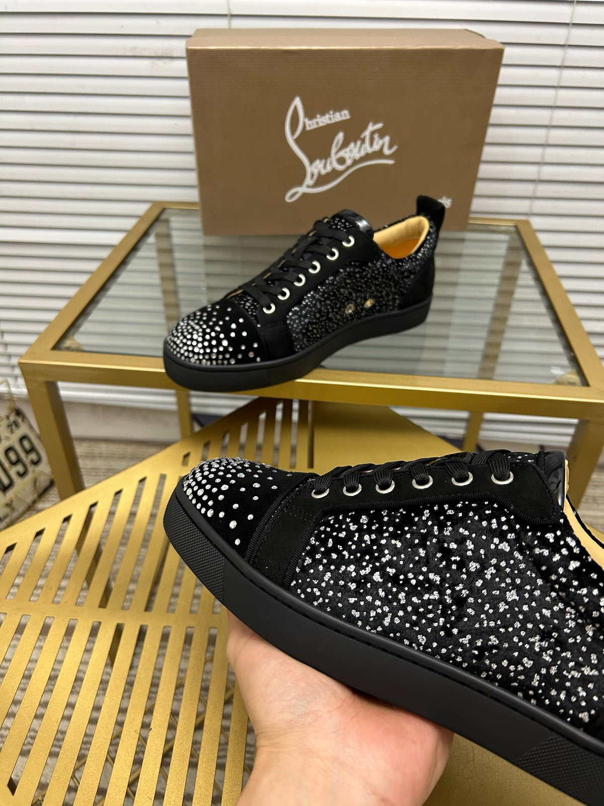 Christian Louboutin Louis Junior Strass – Negro