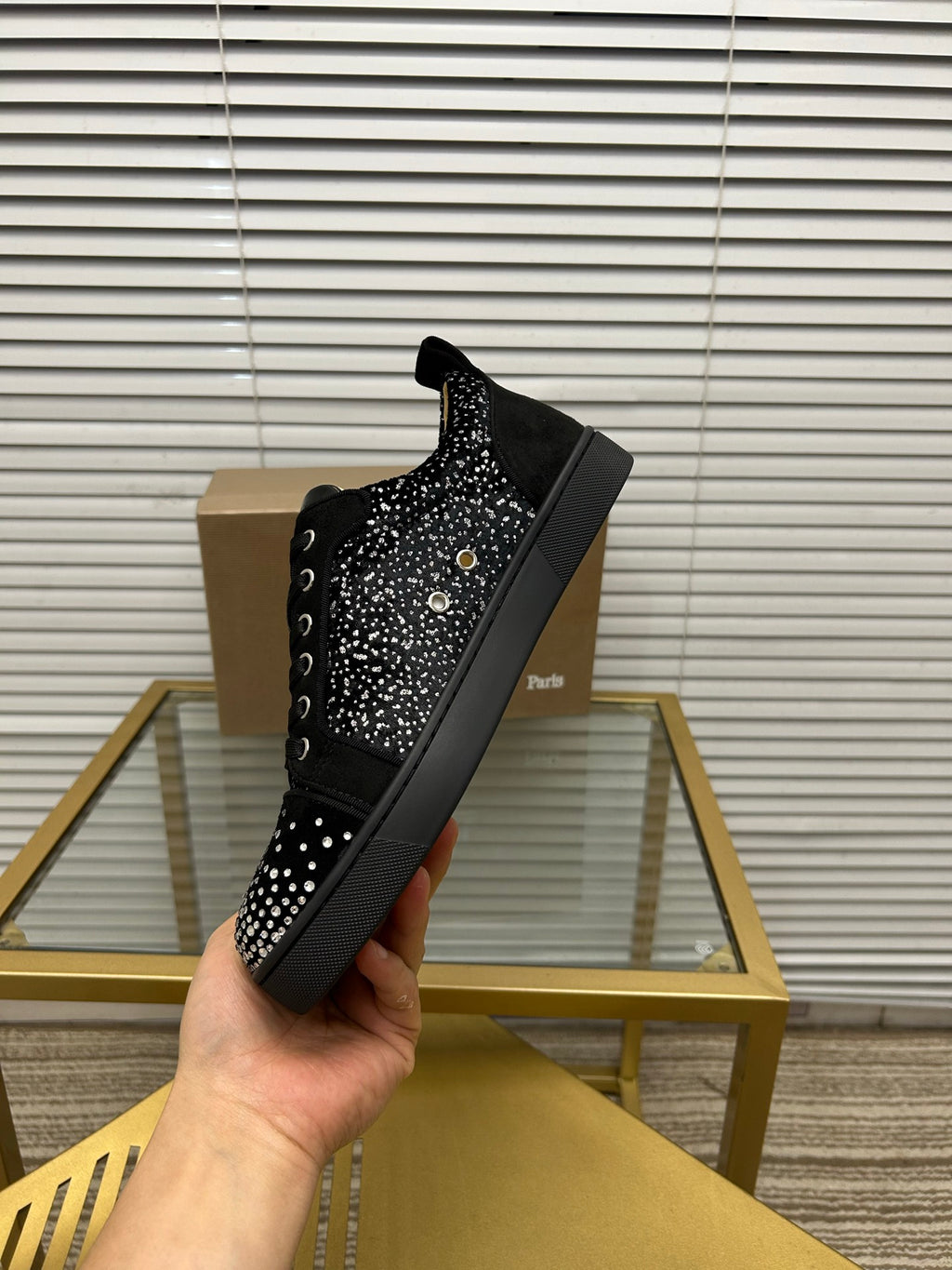 Christian Louboutin Louis Junior Strass – Negro