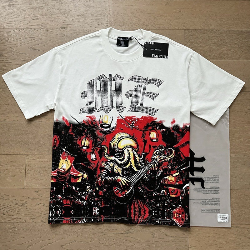 Polera Mixed Emotion Pulpo Músico - Blanco