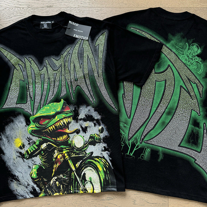 Polera Mixed Emotion Reptil Motociclista - Negro