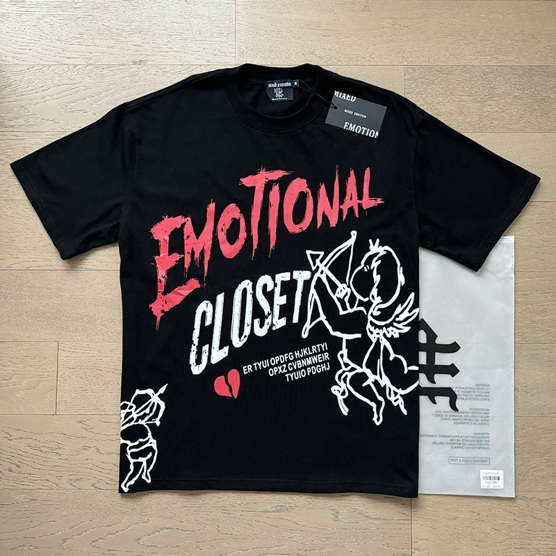 Polera Mixed Emotion Cupido Corazón Roto - Negro