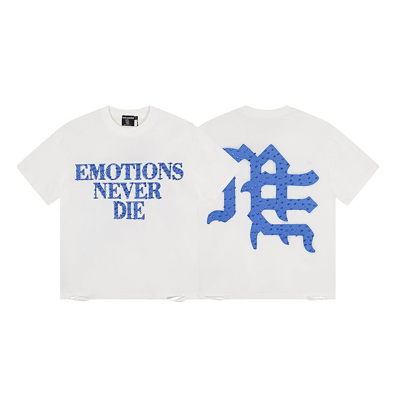 Polera Mixed Emotion Emotions Never Die - Blanco/Azul