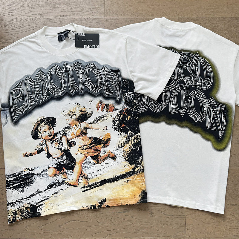 Polera Mixed Emotion Niños en la Playa - Blanco
