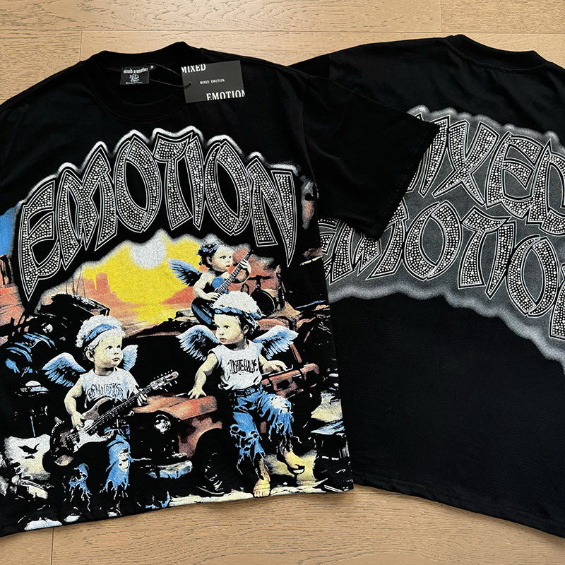 Polera Mixed Emotion Ángeles Guitarristas - Negro