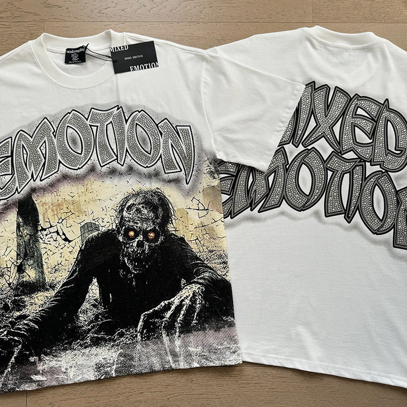 Polera Mixed Emotion Zombie Tumba - Blanco