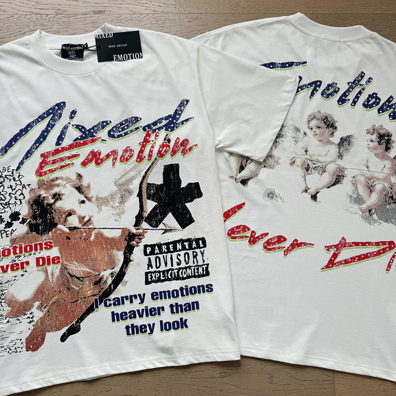Polera Mixed Emotion Cupido Estrellado - Blanco