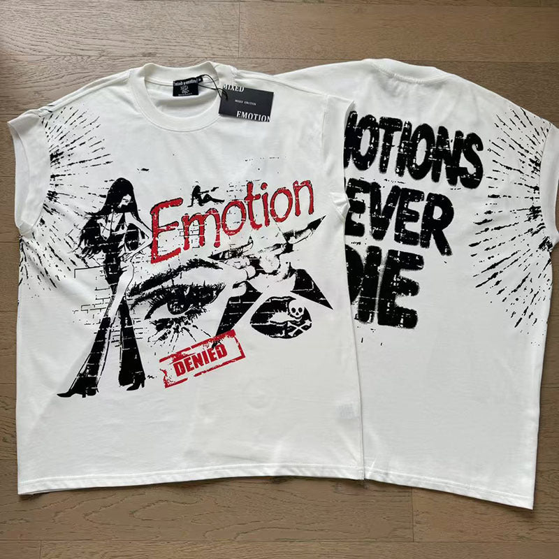 Polera Mixed Emotion Mirada Denied - Blanco
