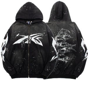 Sudadera Hellstar Salpicado - Negro