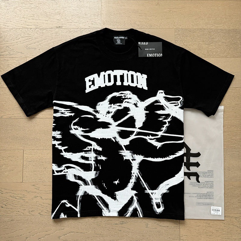 Polera Mixed Emotion Ángel Abstracto - Negro