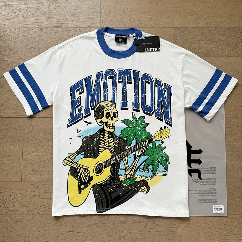 Polera Mixed Emotion Esqueleto Playero - Blanco