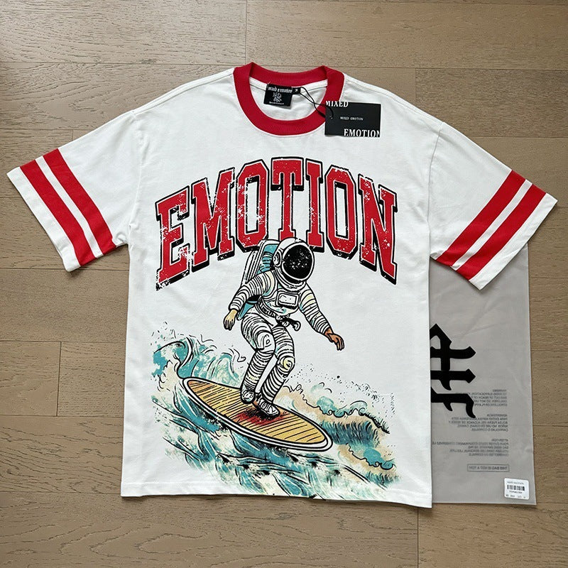 Polera Mixed Emotion Astronauta Surfista - Blanco